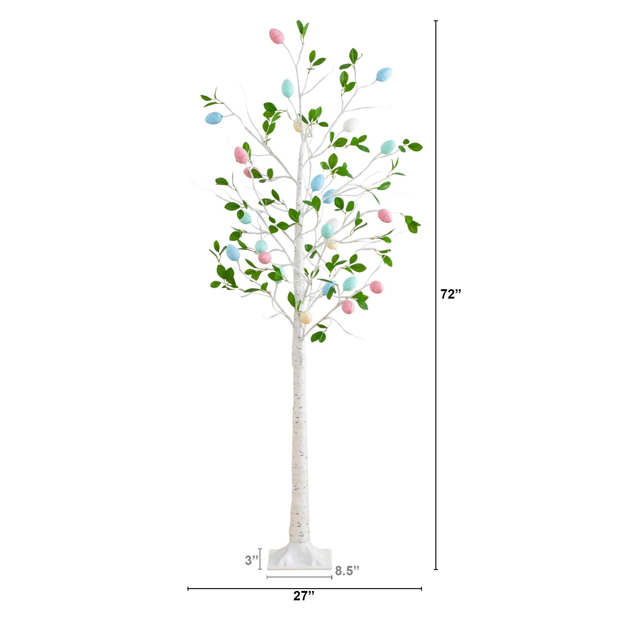 6ft. Pre-Lit Artificial Blooming Easter Egg Twig Tree with 96 Warm White LED Lights